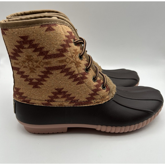 Simply Southern Women's Size 9 Duck Muck Boots Rain Lace Up Brown Aztec Style - Picture 3 of 7